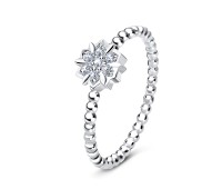 Flower Silver Ring with CZ Stones NSR-2955